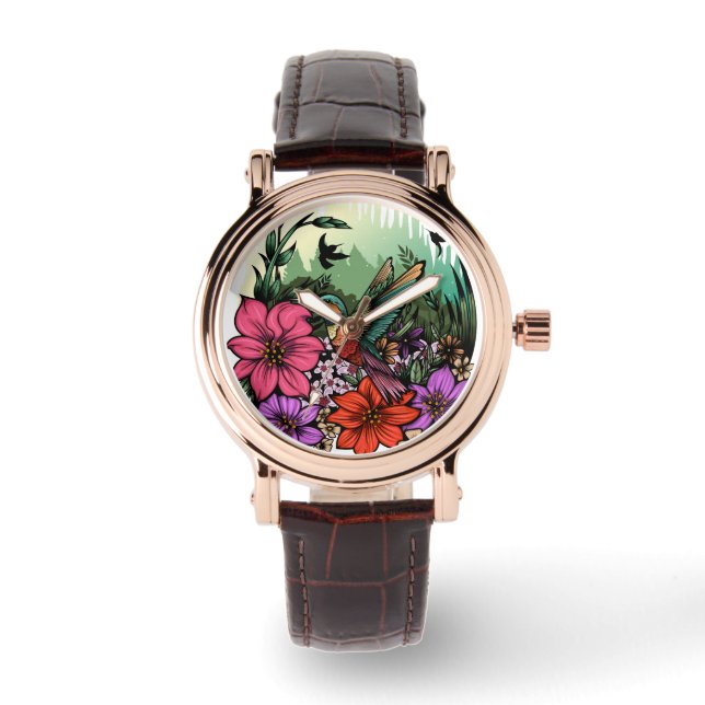 Hummingbird Garden Horloge (Voorkant)