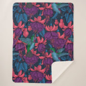 Hummingbird garden in purple and blue sherpa deken (Voorkant)