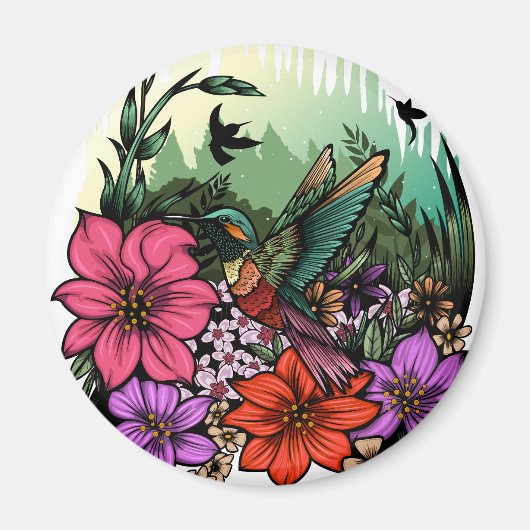 Hummingbird Garden Magneet (Voorkant)
