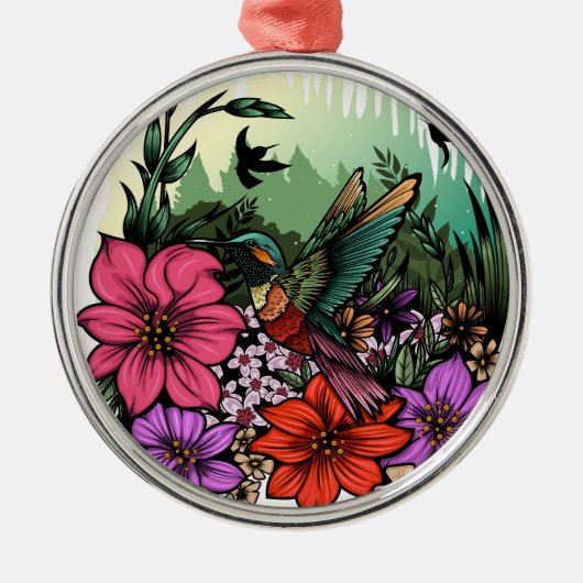 Hummingbird Garden Metalen Ornament (Voorkant)