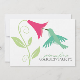 Hummingbird Garden Party Invitation Kaart