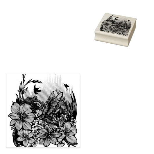 Hummingbird Garden Rubberstempel (Gestempeld)