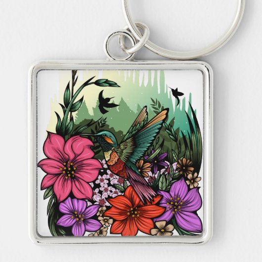 Hummingbird Garden Sleutelhanger (Voorkant)