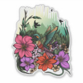 Hummingbird Garden Sticker (Voorkant)