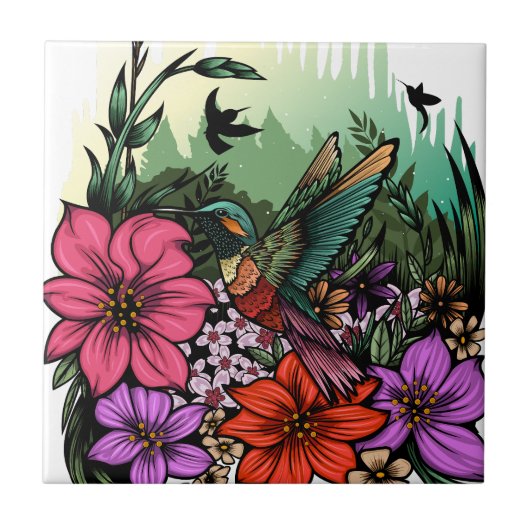 Hummingbird Garden Tegeltje (Voorkant)