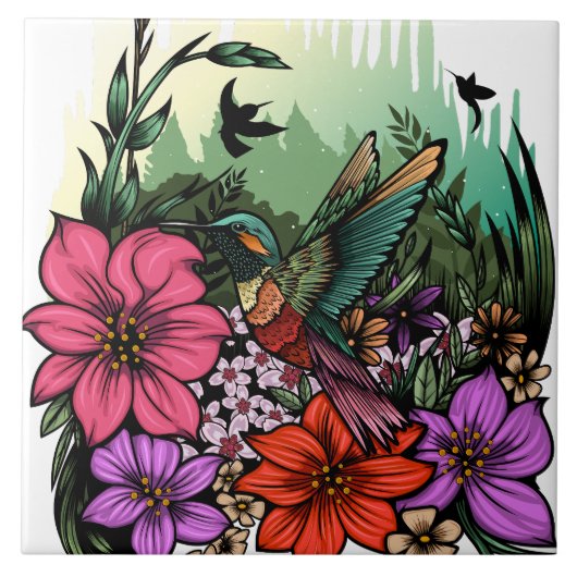 Hummingbird Garden Tegeltje (Voorkant)
