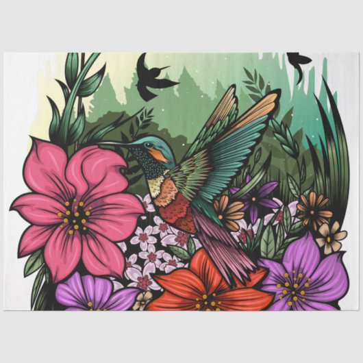 Hummingbird Garden Tissuepapier (Voorkant)