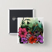 Hummingbird Garden Vierkante Button 5,1 Cm (Voorkant /achterkant)