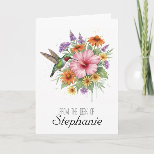 Hummingbird Garden Watercolor Bedankkaart (Voorkant)