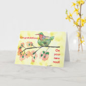 Hummingbird Gefeliciteerd met de nieuwe Kaart (Gele Bloem)