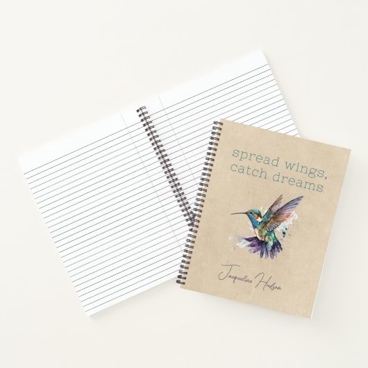 Hummingbird Gepersonaliseerde Motivatie Waterverf Notitieboek (Binnen)