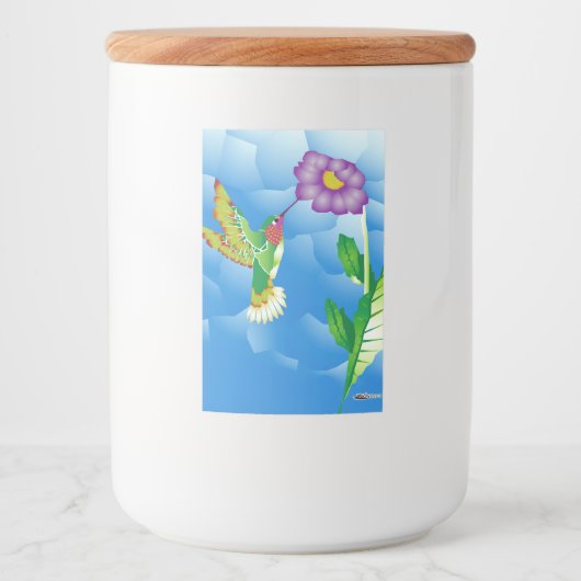 Hummingbird: gestileerd voedselcontainer etiket (Voorkant)