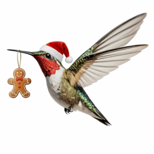 Hummingbird & Gingerbread Man Christmas Ornament Fotobeeldje Ornament (Voorkant)