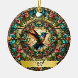 Hummingbird Glas in lood look gepersonaliseerd Keramisch Ornament