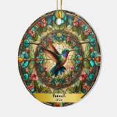 Hummingbird Glas in lood look gepersonaliseerd Keramisch Ornament (Links)