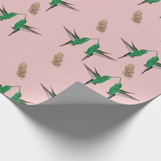Hummingbird Gold Feathers Cadeaupapier (Hoek)
