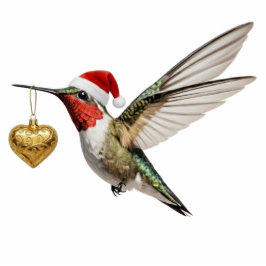 Hummingbird & Gold Heart Bird Christmas Ornament Fotobeeldje Ornament