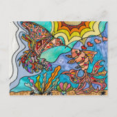 Hummingbird Goldfish Reflection Art Briefkaart (Voorkant)