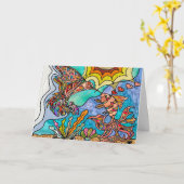 Hummingbird Goldfish Reflection Art Kaart (Gele Bloem)