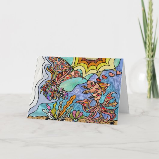 Hummingbird Goldfish Reflection Art Kaart (Voorkant)