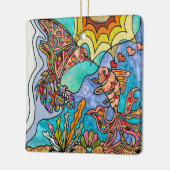 Hummingbird Goldfish Reflection Art Keramisch Ornament (Links)