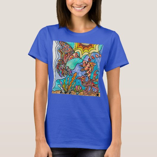Hummingbird Goldfish Reflection Art T-shirt (Voorkant)
