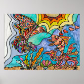 Hummingbird Goldfish Reflection Fantasy Art Poster (Voorkant)