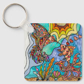 Hummingbird Goldfish Reflection Fantasy Art Sleutelhanger (Voorkant)