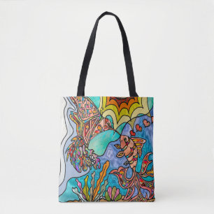 Hummingbird Goldfish Reflection Fantasy Art Tas