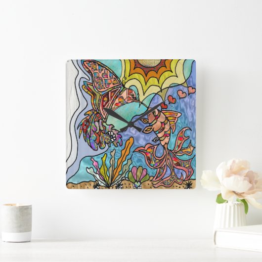 Hummingbird Goldfish Reflection Fantasy Wall klok (Huis)