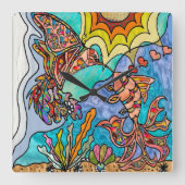Hummingbird Goldfish Reflection Fantasy Wall klok (Voorkant)