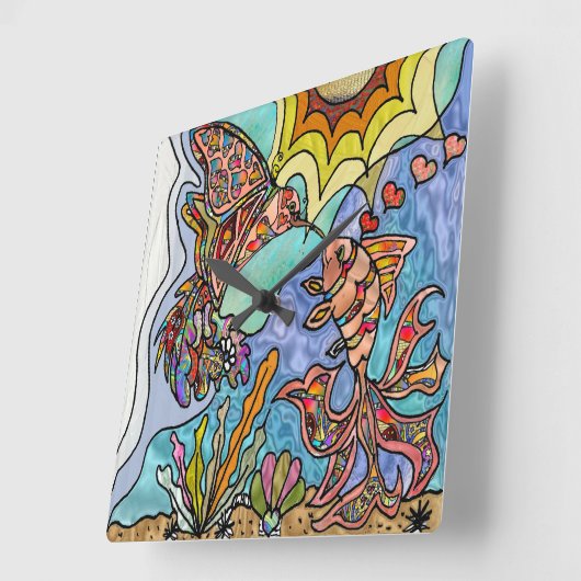 Hummingbird Goldfish Reflection Fantasy Wall klok (Hoek)