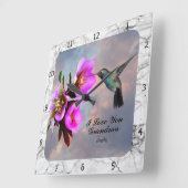 HUMMINGBIRD-GRANDMA SQUARE WALL CLOCK VIERKANTE KLOK (Hoek)