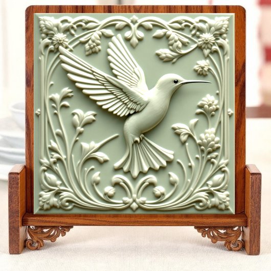 Hummingbird groen Harmonie - rechts Keramische teg Tegeltje