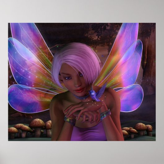 Hummingbird Guardian Fairy Fantasy Art Poster (Voorkant)