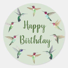 Hummingbird Happy Birthday Classic Round Sticker