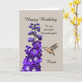 Hummingbird Happy Birthday Granddaughter, Kari Kaart (Gele Bloem)