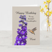 Hummingbird Happy Birthday Granddaughter, Kari Kaart (Gele Bloem)