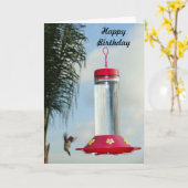Hummingbird Happy Birthday Kaart (Gele Bloem)