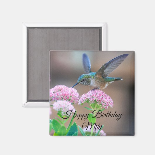 Hummingbird Happy Birthday Magnet (Voorkant / Achterkant)