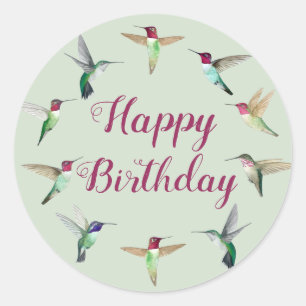 Hummingbird Happy Birthday  Ronde Sticker