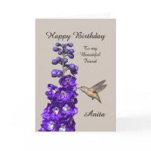 Hummingbird Happy Birthday Vriend, Anita Kaart