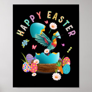 Hummingbird Happy Easter Egg Hunting Paasdag Hu Poster