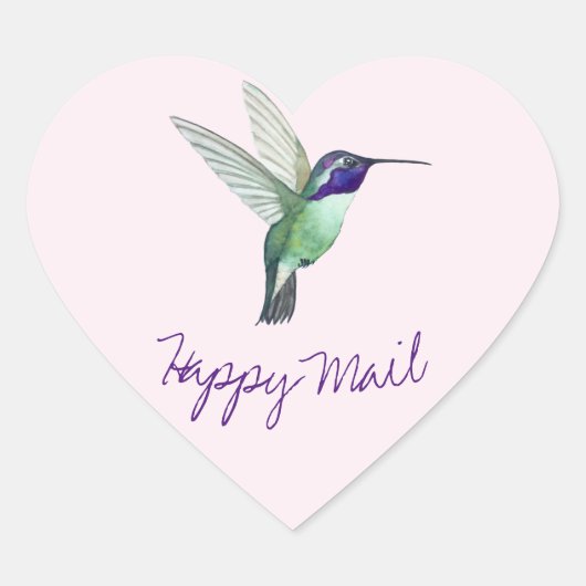 Hummingbird Happy Mail Hart Sticker (Voorkant)