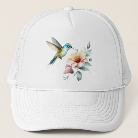 Hummingbird Harmony met Elegante Hibiscus Trucker Pet (Voorkant)