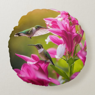 Hummingbird Harmony Pillow Rond Kussen