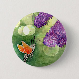 Hummingbird Hawk Moth en Lilacs Ronde Button 5,7 Cm