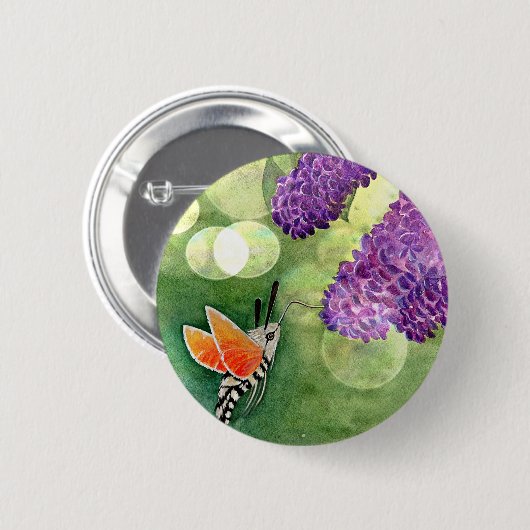 Hummingbird Hawk Moth en Lilacs Ronde Button 5,7 Cm (Voorkant /achterkant)