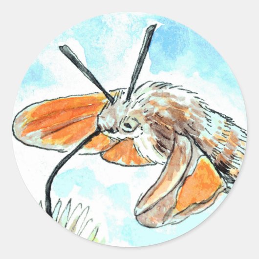 Hummingbird Hawk Moth Painting Ronde Sticker (Voorkant)