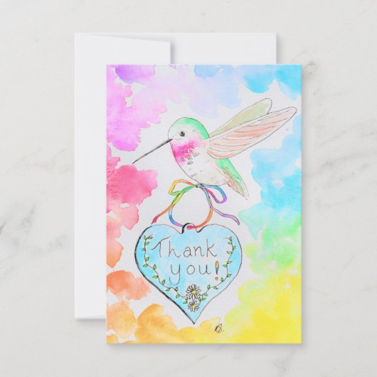 Hummingbird, Heart en Rainbows Hartelijk dank Bedankkaart (Voorkant)